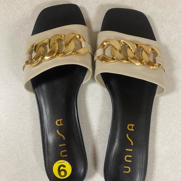 Unisa Shoes - Unisa Black and Gold Chain Sandals